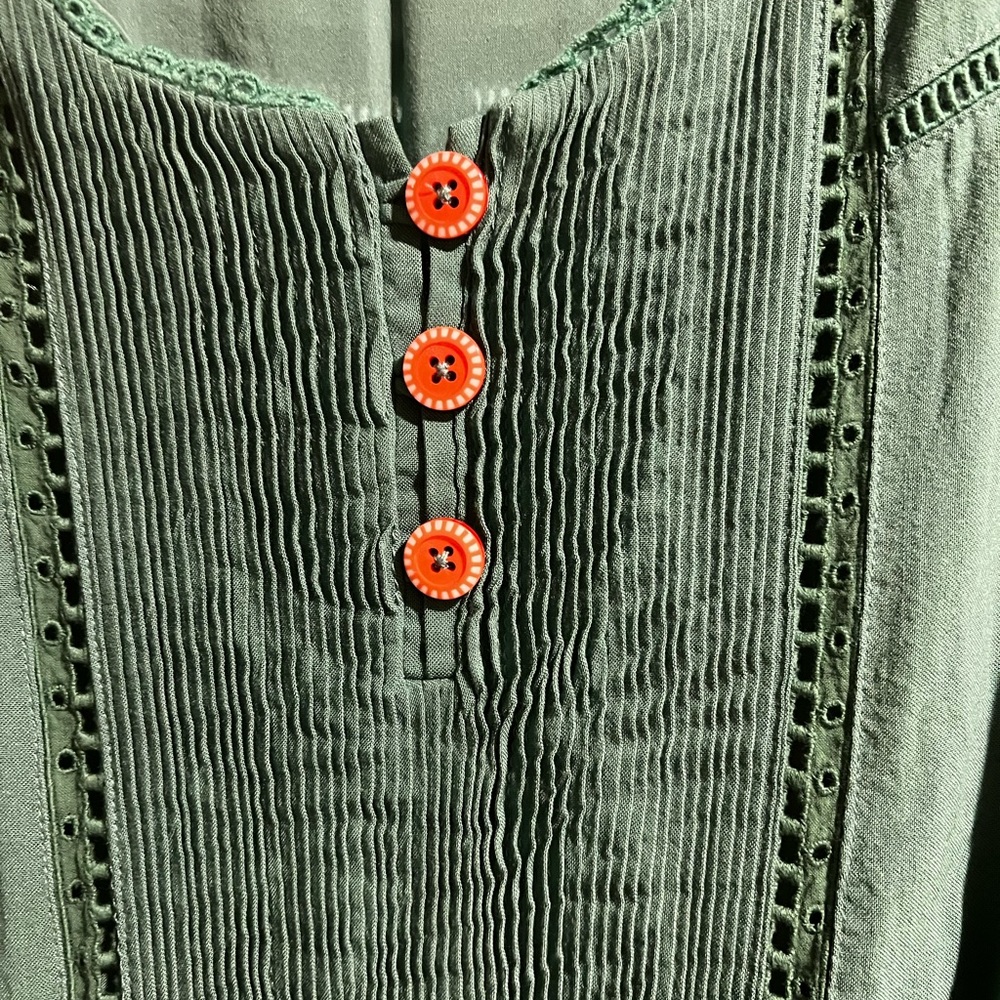 Matilda Jane Emerald Green Maxi Dress with Coral Buttons - Picture 4 of 4